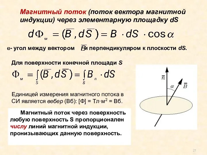 , где Магнитный поток (поток вектора магнитной индукции) через элементарную