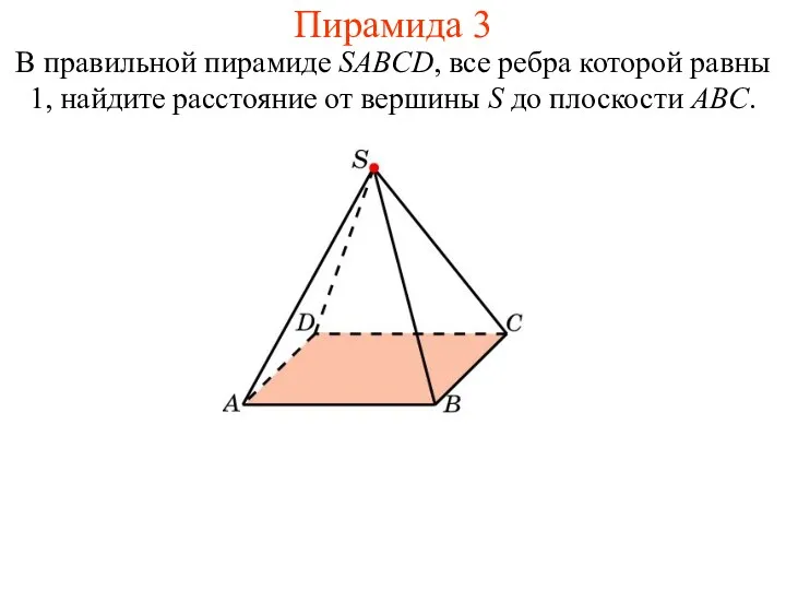 В правильной пирамиде SABCD, все ребра которой равны 1, найдите