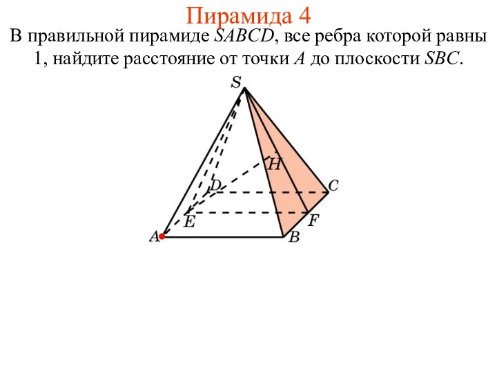 В правильной пирамиде SABCD, все ребра которой равны 1, найдите