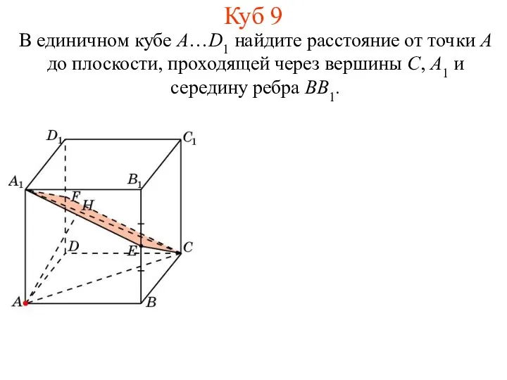 В единичном кубе A…D1 найдите расстояние от точки A до