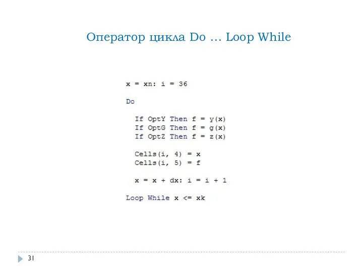 Оператор цикла Do … Loop While