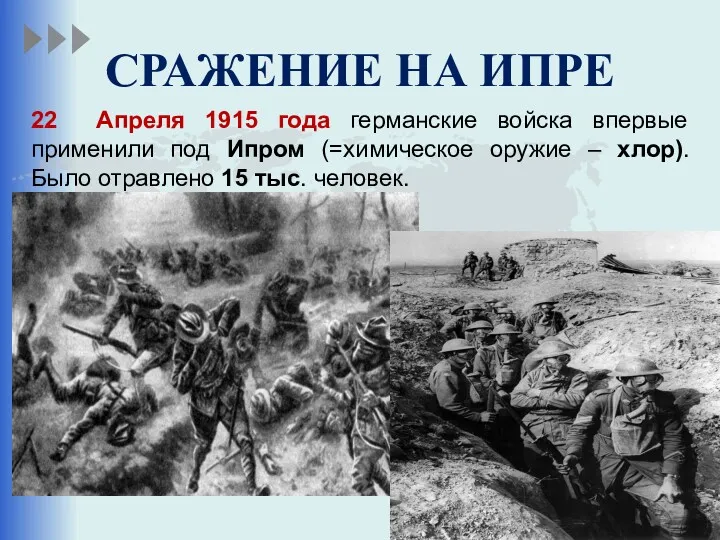 СРАЖЕНИЕ НА ИПРЕ 22 Апреля 1915 года германские войска впервые