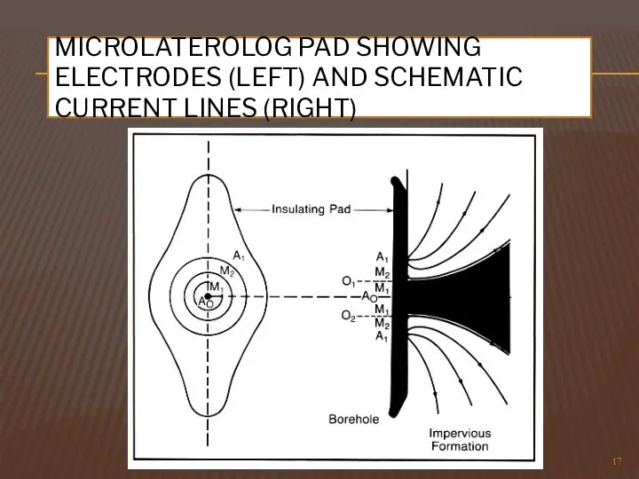 MICROLATEROLOG PAD SHOWING ELECTRODES (LEFT) AND SCHEMATIC CURRENT LINES (RIGHT)