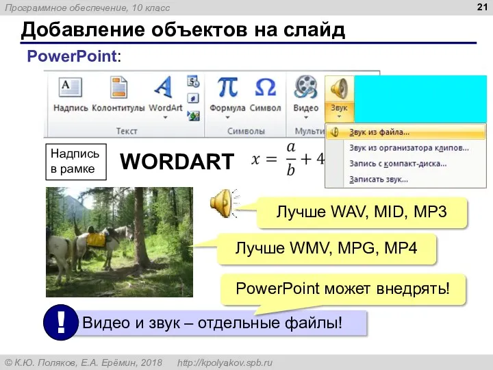 Добавление объектов на слайд PowerPoint: Надпись в рамке WORDART Лучше