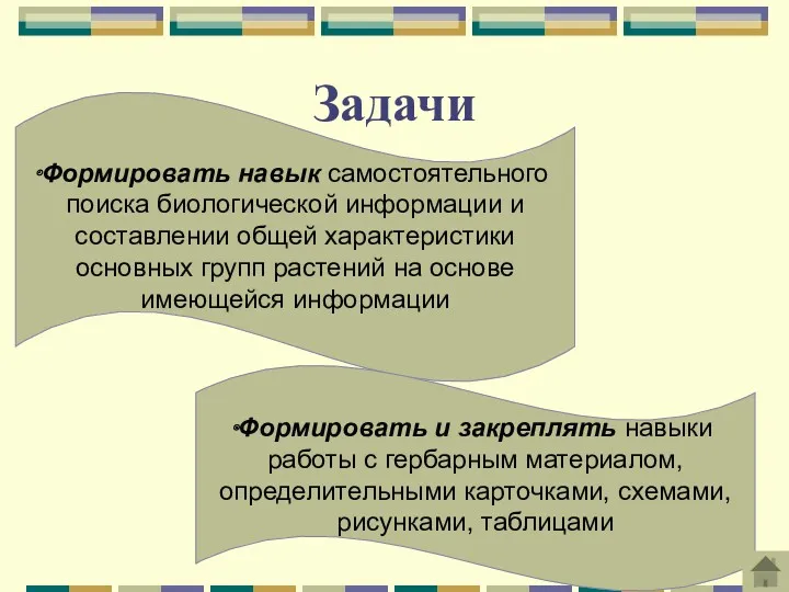 Задачи Формировать навык самостоятельного поиска биологической информации и составлении общей