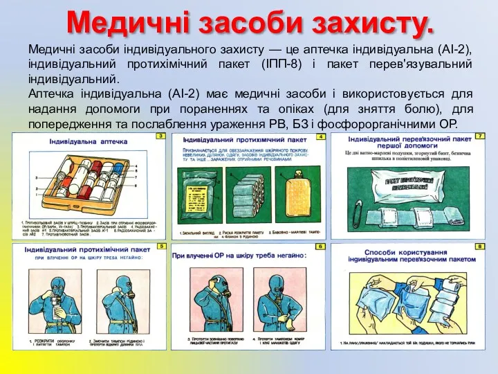 Медичні засоби захисту. Медичні засоби індивідуального захисту — це аптечка