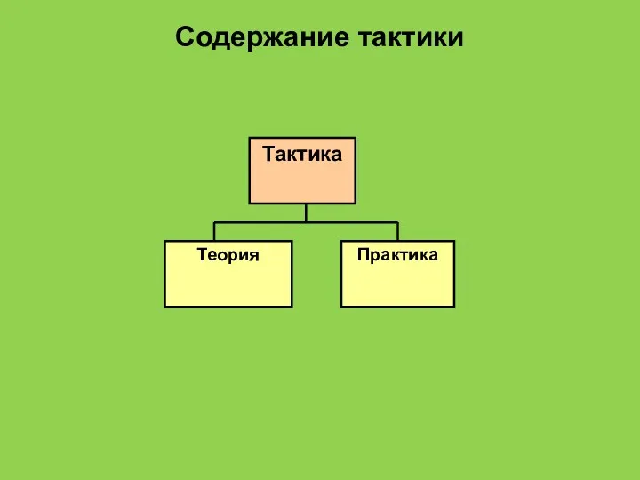 Содержание тактики Тактика Теория Практика