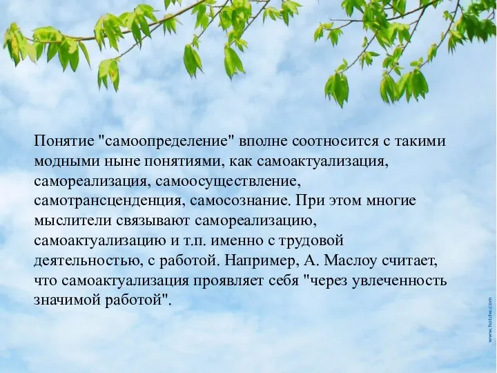 Понятие "самоопределение" вполне соотносится с такими модными ныне понятиями, как