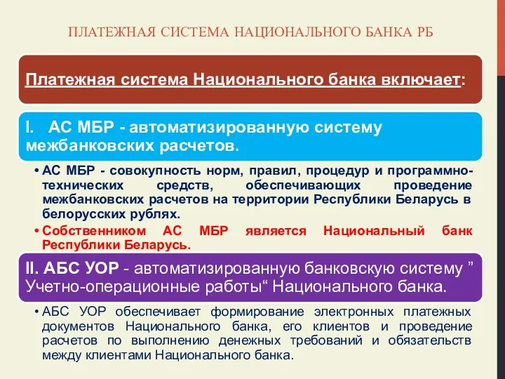 ПЛАТЕЖНАЯ СИСТЕМА НАЦИОНАЛЬНОГО БАНКА РБ