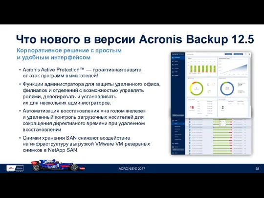 Что нового в версии Acronis Backup 12.5 Acronis Active Protection™