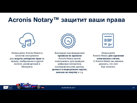 Acronis Notary™ защитит ваши права Используйте Acronis Notary в качестве