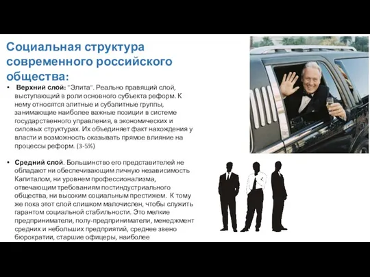 Социальная структура современного российского общества: Верхний слой: "Элита". Реально правящий