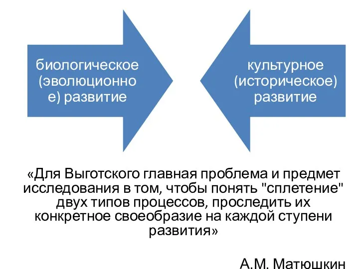 «Для Выготского главная проблема и предмет исследования в том, чтобы