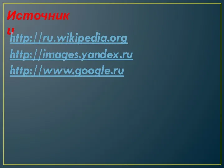 Источники http://ru.wikipedia.org http://images.yandex.ru http://www.google.ru