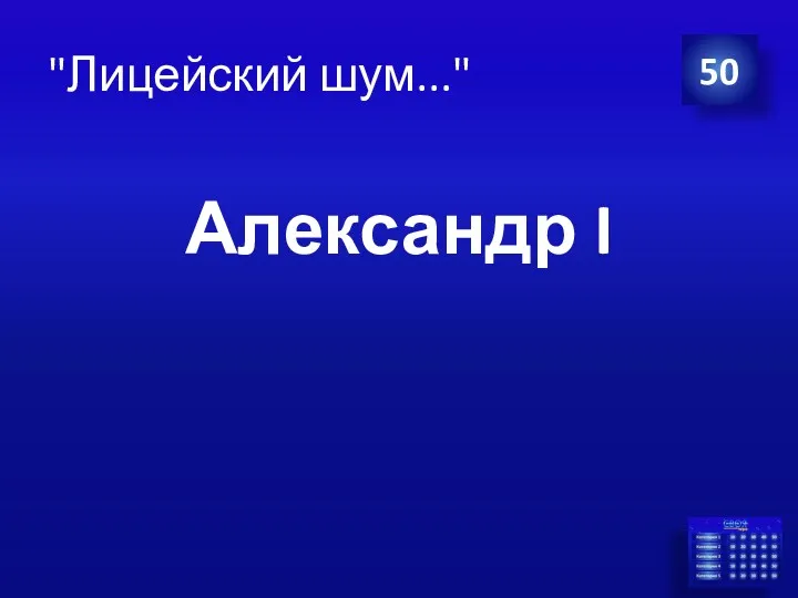 Александр I 50 "Лицейский шум..."