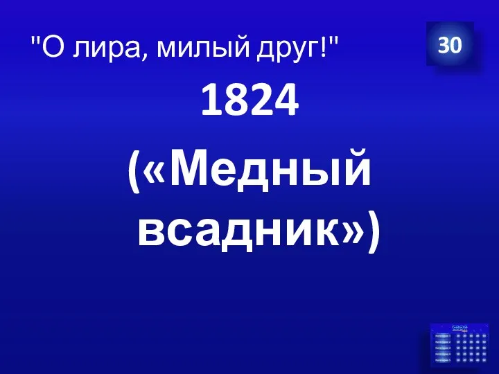 1824 («Медный всадник») 30 "О лира, милый друг!"