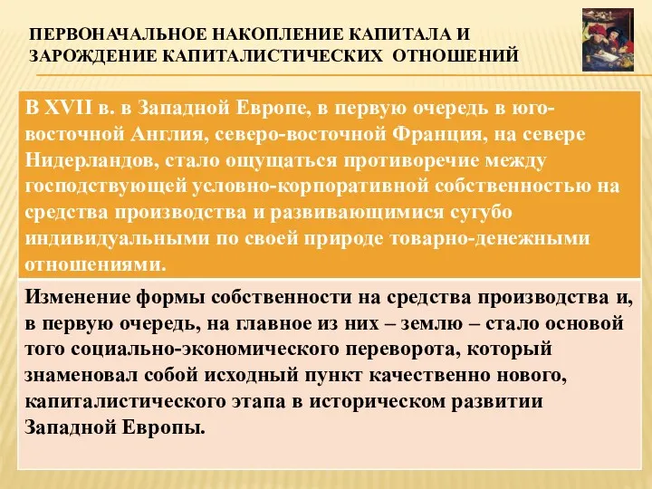 ПЕРВОНАЧАЛЬНОЕ НАКОПЛЕНИЕ КАПИТАЛА И ЗАРОЖДЕНИЕ КАПИТАЛИСТИЧЕСКИХ ОТНОШЕНИЙ