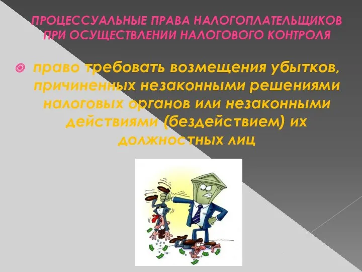 право требовать возмещения убытков, причиненных незаконными решениями налоговых органов или