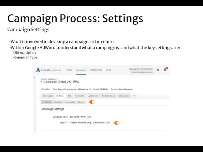 What is involved in devising a campaign architecture. Within Google