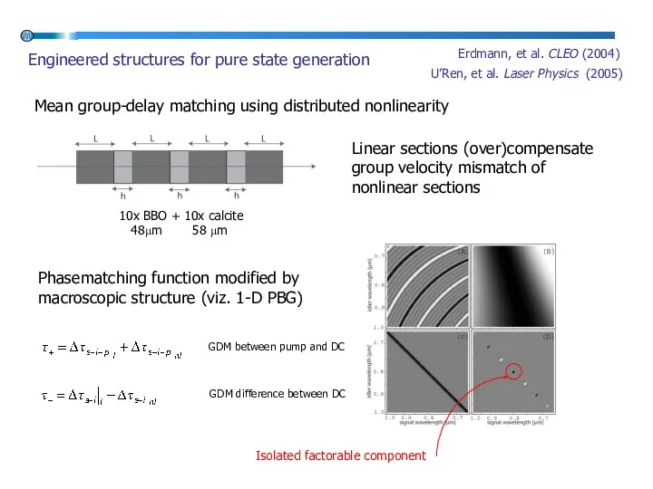 10x BBO + 10x calcite 48μm 58 μm Engineered structures