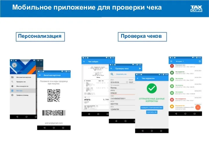 Мобильное приложение для проверки чека Персонализация Проверка чеков