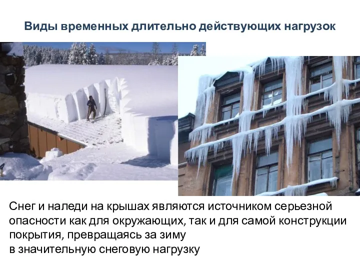 Снег и наледи на крышах являются источником серьезной опасности как