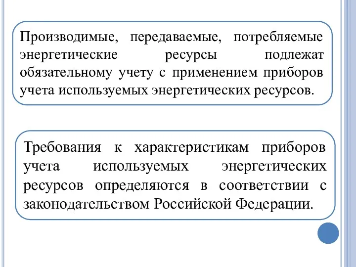 Производимые, передаваемые, потребляемые энергетические ресурсы подлежат обязательному учету с применением