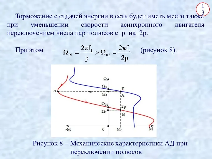 13 Торможение с отдачей энергии в сеть будет иметь место