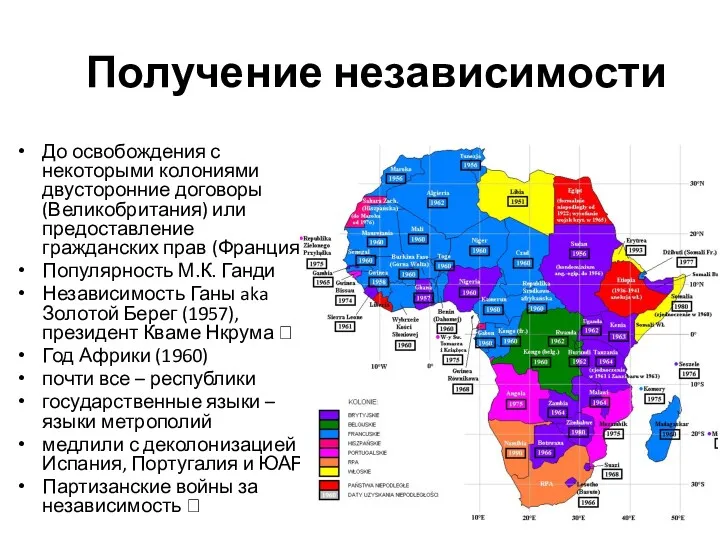 Получение независимости До освобождения с некоторыми колониями двусторонние договоры (Великобритания)