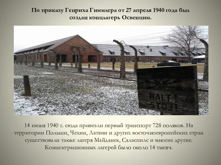 По приказу Генриха Гиммлера от 27 апреля 1940 года был