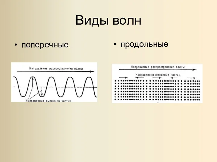 Виды волн поперечные продольные