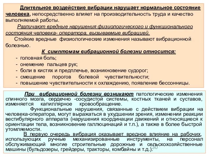 Длительное воздействие вибрации нарушает нормальное состояние человека, непосредственно влияет на