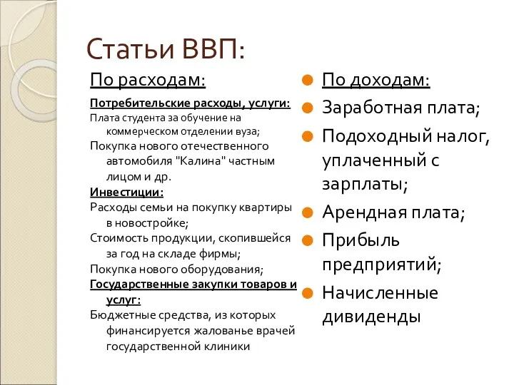 Статьи ВВП: По расходам: Потребительские расходы, услуги: Плата студента за