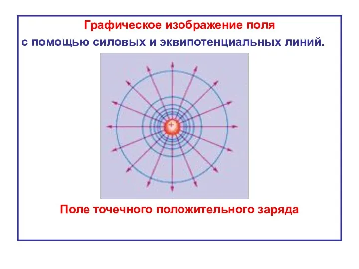 Графическое изображение поля с помощью силовых и эквипотенциальных линий. Поле точечного положительного заряда