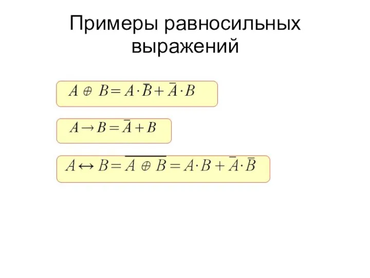 Примеры равносильных выражений