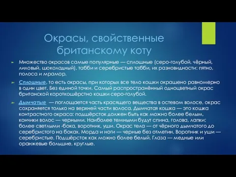 Окрасы, свойственные британскому коту Множество окрасов самые популярные — сплошные