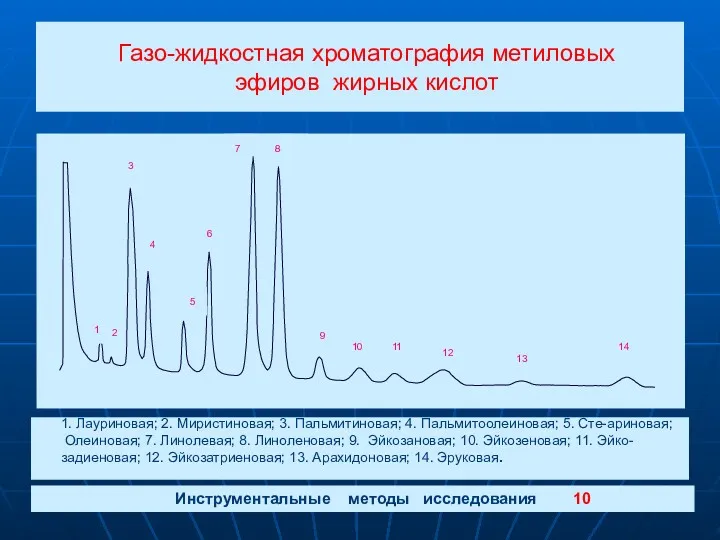 Газо-жидкостная хроматография метиловых эфиров жирных кислот Инструментальные методы исследования 10