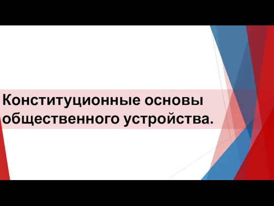 Конституционные основы общественного устройства.