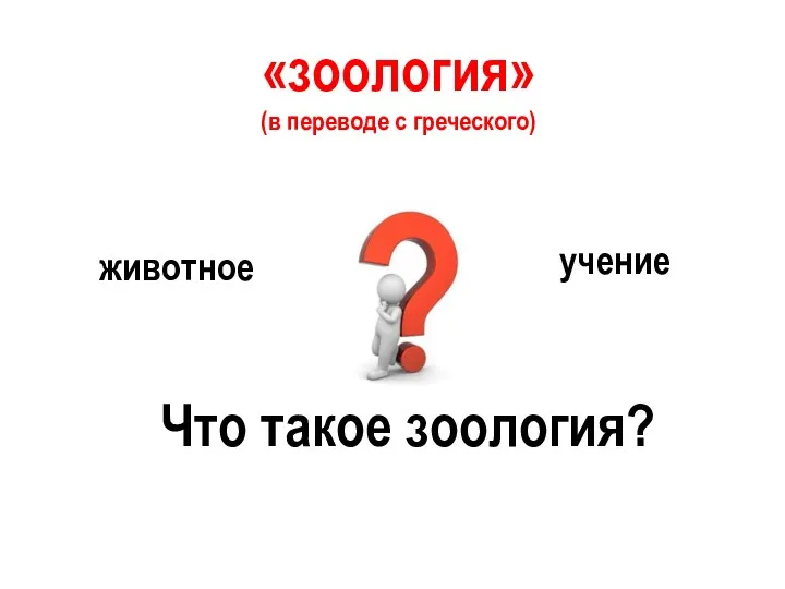 «зоология» (в переводе с греческого) учение животное зоон- логос- Что такое зоология?