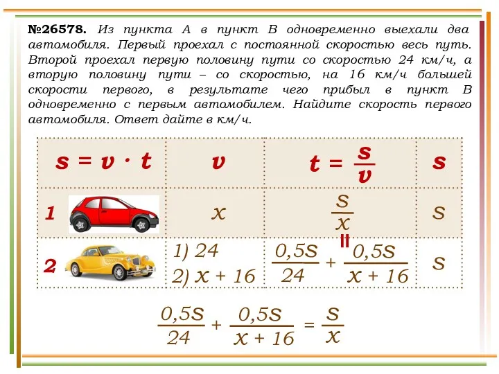 №26578. Из пункта A в пункт B одновременно выехали два