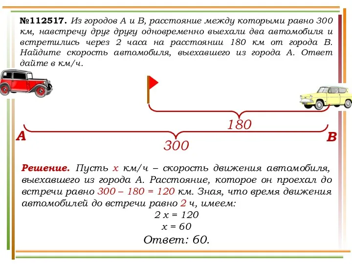 №112517. Из городов A и B, расстояние между которыми равно