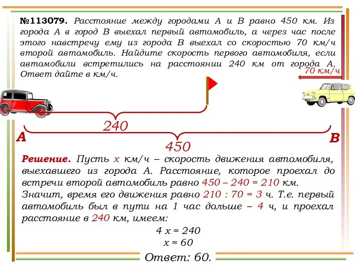 №113079. Расстояние между городами A и B равно 450 км.