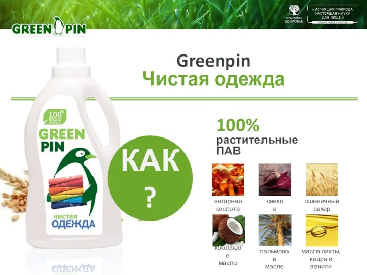 Greenpin Чистая одежда 100% растительные ПАВ кокосовое масло янтарная кислота