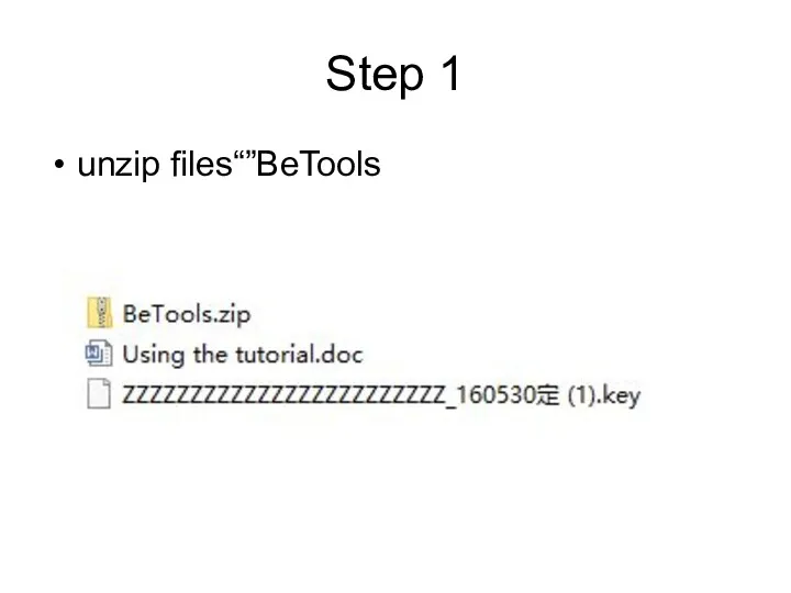 Step 1 unzip files“”BeTools