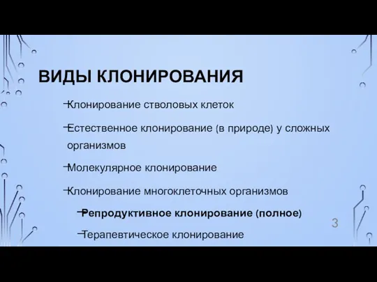 ВИДЫ КЛОНИРОВАНИЯ Клонирование стволовых клеток Естественное клонирование (в природе) у