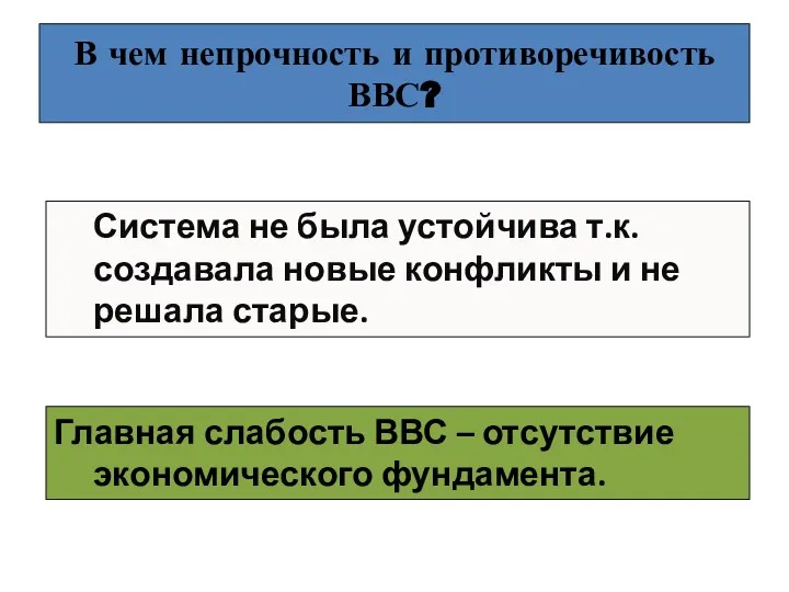 В чем непрочность и противоречивость ВВС? Система не была устойчива