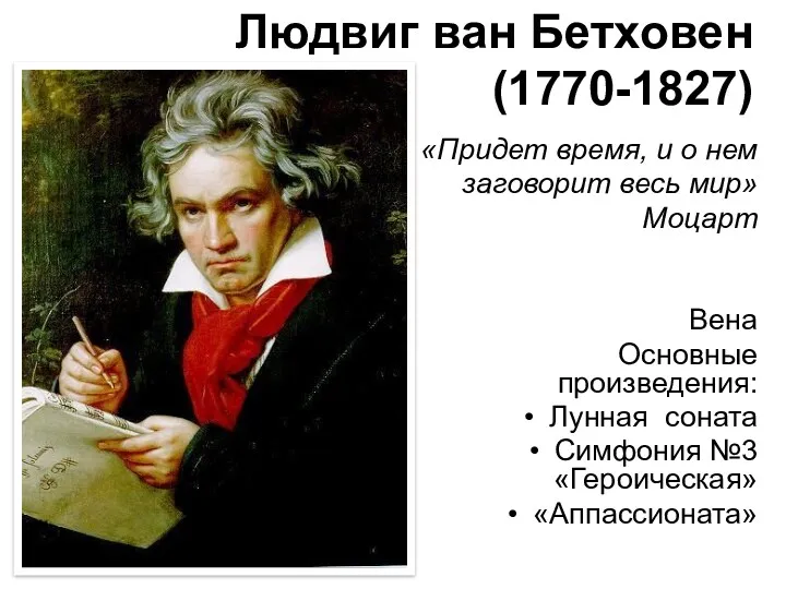 Людвиг ван Бетховен (1770-1827) «Придет время, и о нем заговорит