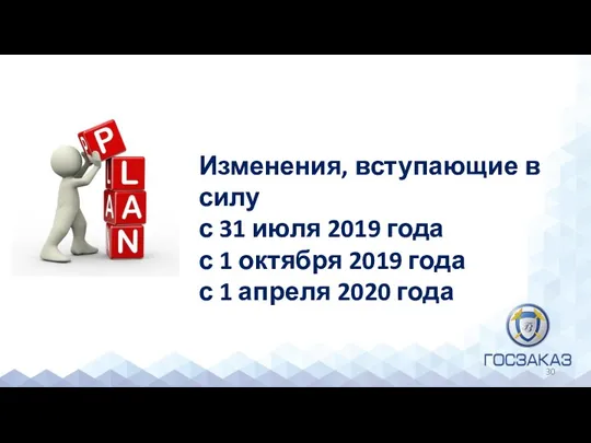 Изменения, вступающие в силу с 31 июля 2019 года с