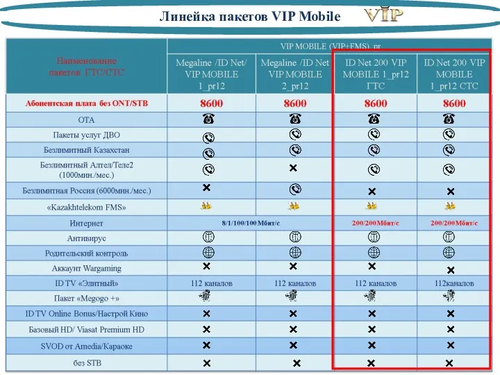 Линейка пакетов VIP Mobile