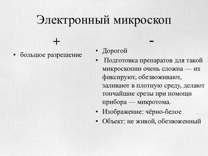 Электронный микроскоп + большое разрешение - Дорогой Подготовка препаратов для